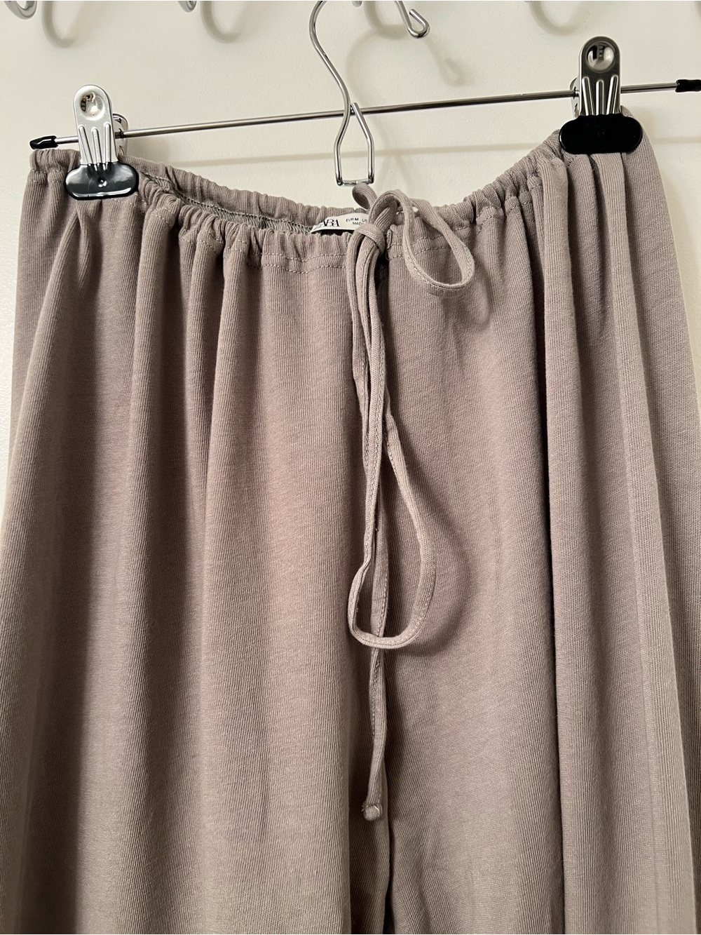 Zara Drawstring Cotton Pants – Taupe, Size Medium - Picture 5 of 6
